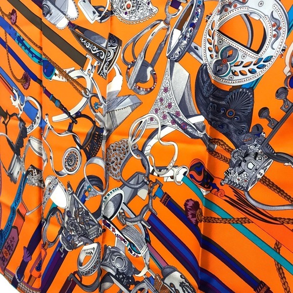 HERMES Authentic Blue Silk Scarf - Picture 2 of 7